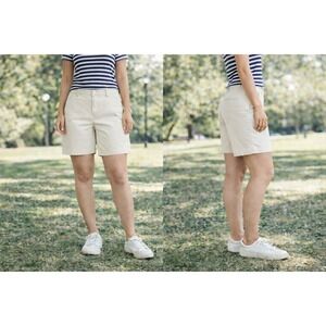 Quince Chino Shorts Women 12 Ivory Organic Cotton Stretch Coastal Preppy Capsule